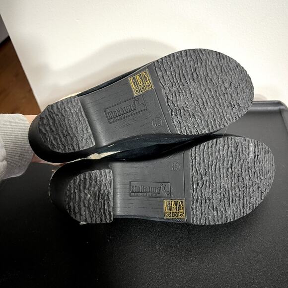 BioNatura Black Faux Fur Heeled Clogs - Picture 5 of 6